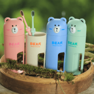 Portacepillo en fibra de trigo + 2 Cepillos