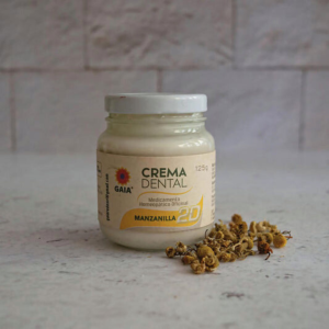 Crema dental manzanilla marca gaia, apta para sensibilidad dental libre de fluor y triclosan